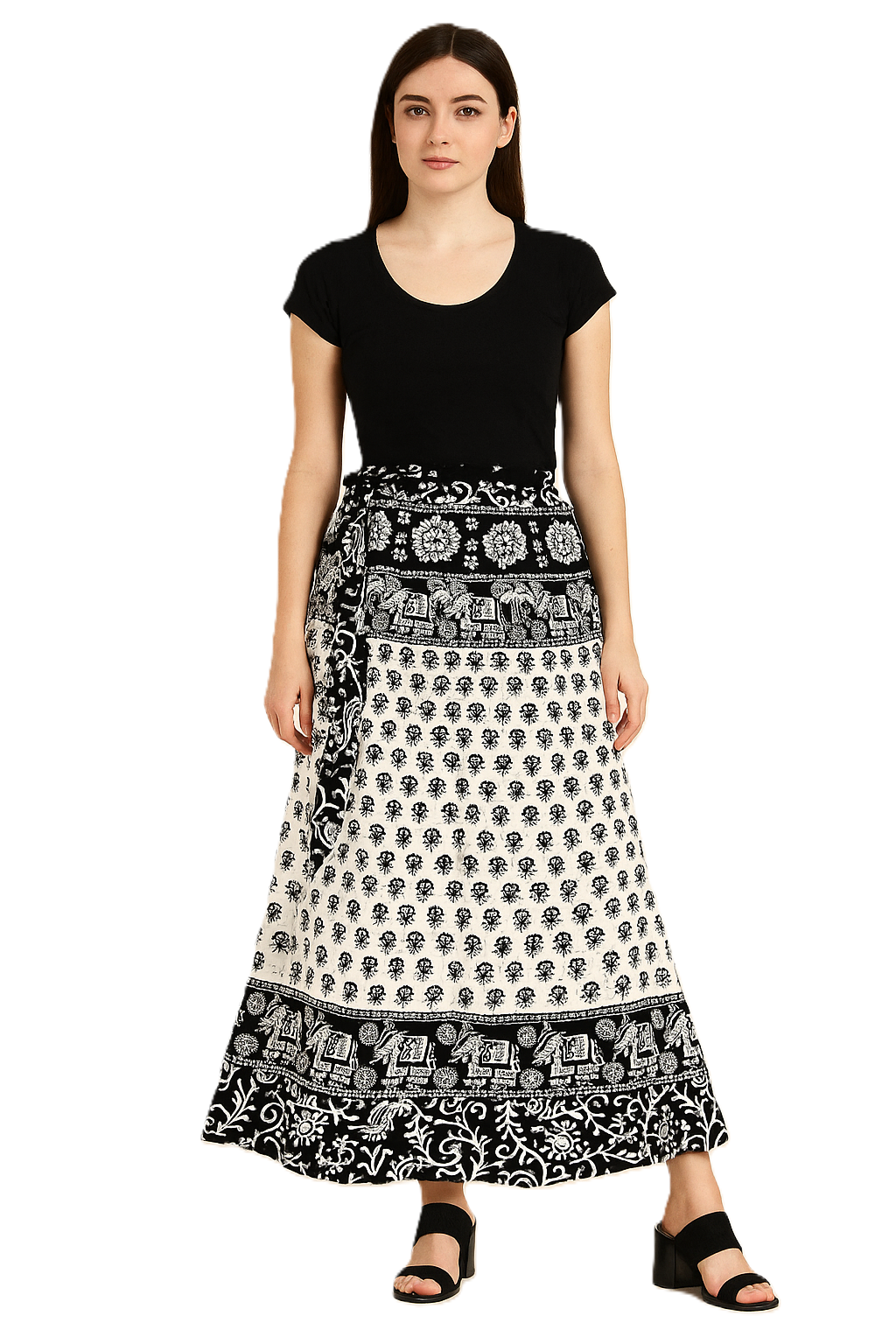 Appywave Jaipuri Women's Cotton Printed Wrap Around Long Skirts