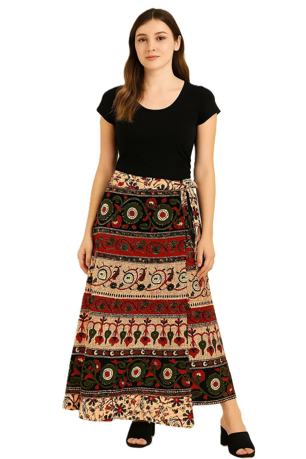Appywave Jaipuri Women's Cotton Printed Wrap Around Long Skirts