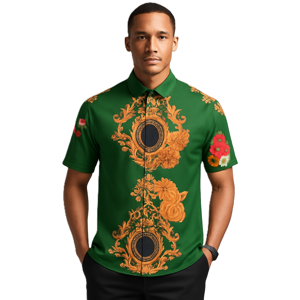 Appywave Men's Pushpa 2 Designer Shirt, Green