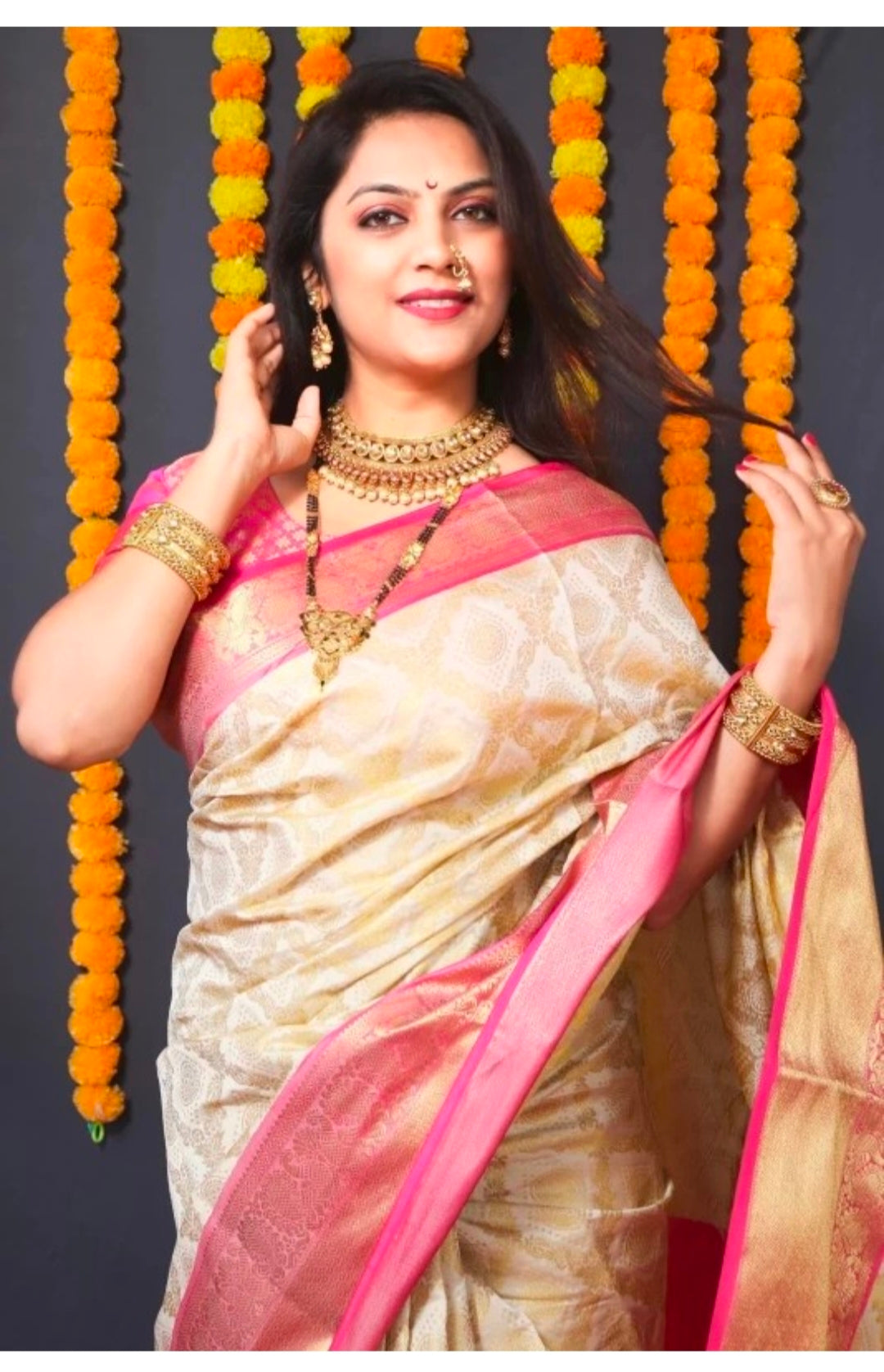 Appywave Embroidered Kanjivaram Silk Saree