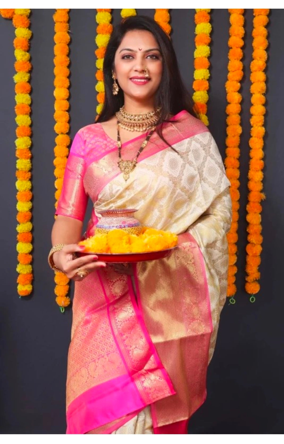 Appywave Embroidered Kanjivaram Silk Saree