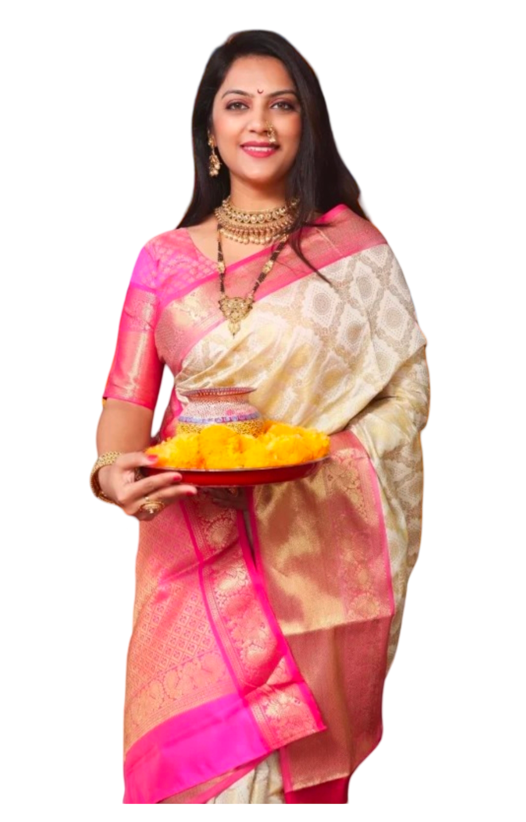 Appywave Embroidered Kanjivaram Silk Saree