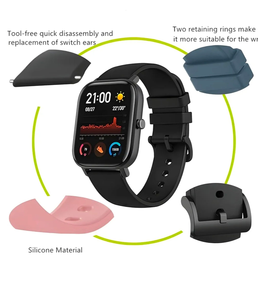 Appywave Silicone 22mm Replacement Watch Strap with Metal Buckle Compatible with all 22mm Smart Watches