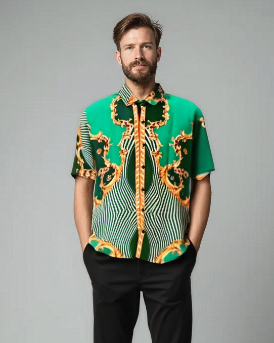 Appywave Men Printed Party Green Shirt