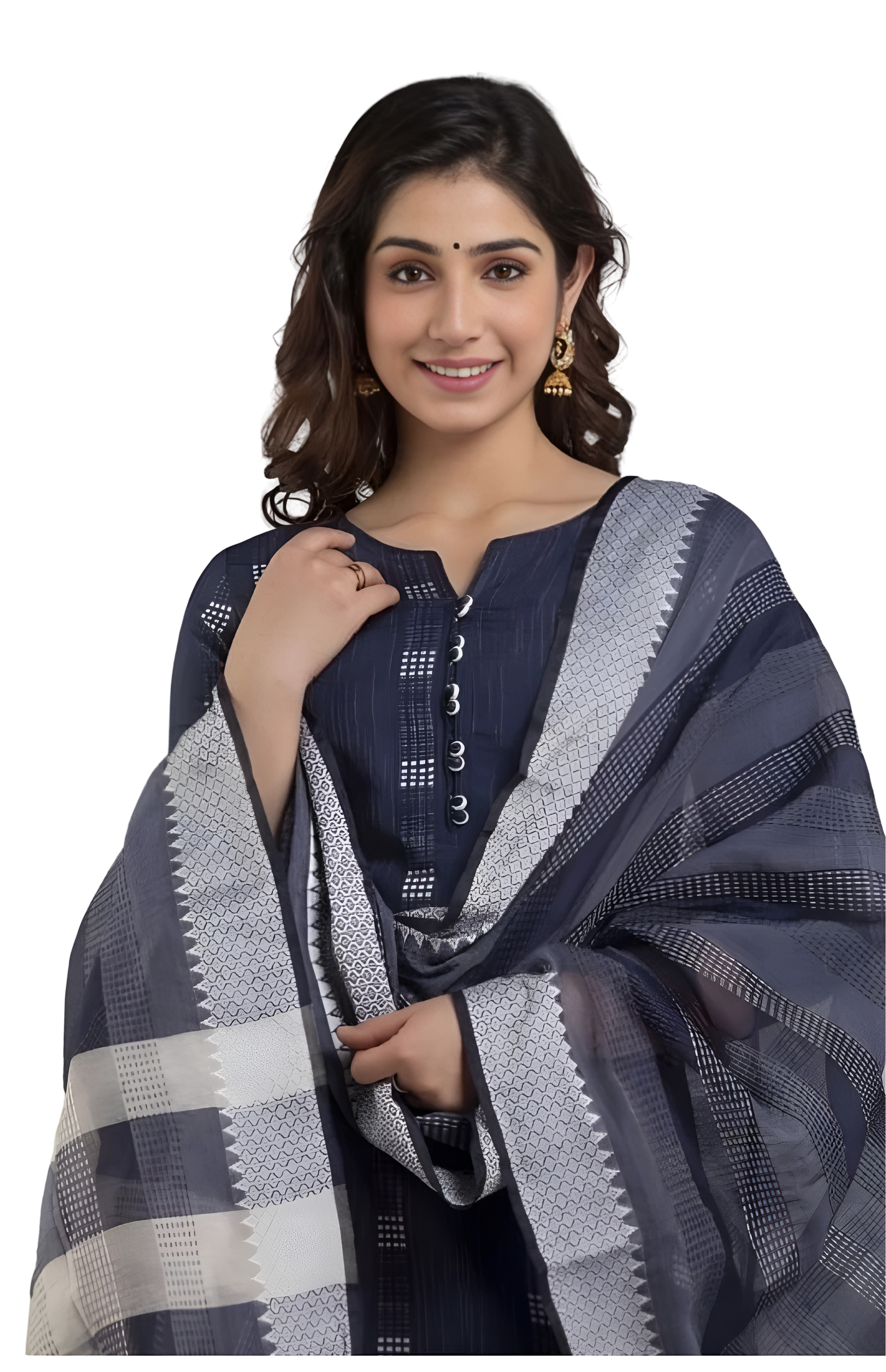 Appywave Cotton Printed Readymade Salwar Suit For Women with Dupatta