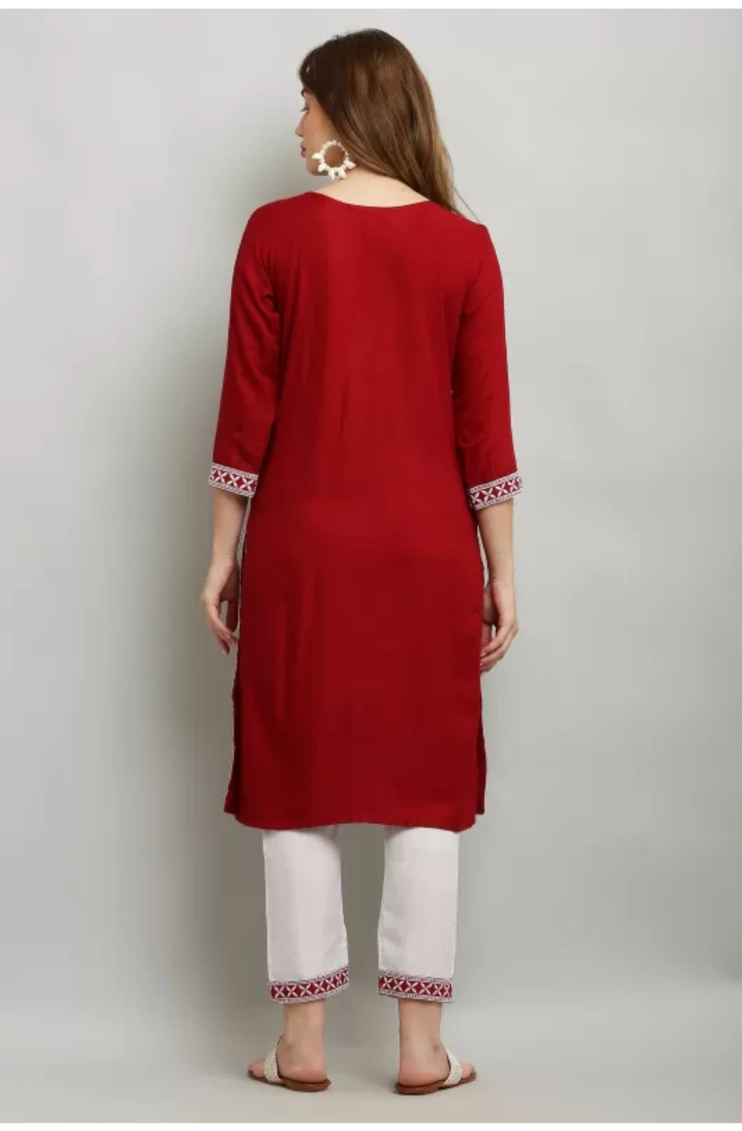 Appywave Traditional Embroidered Kurta Set with Chikankari Work, Rayon Salwar Suit