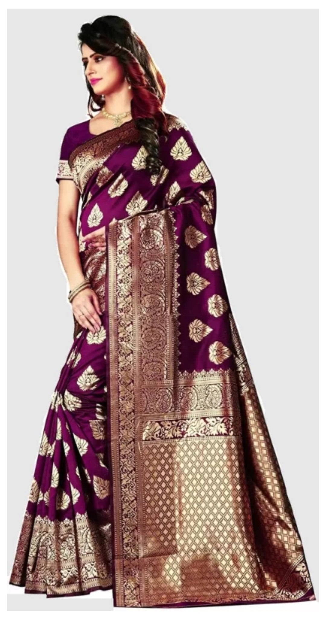 Appywave Embroidered Kanjivaram Silk Blend Saree