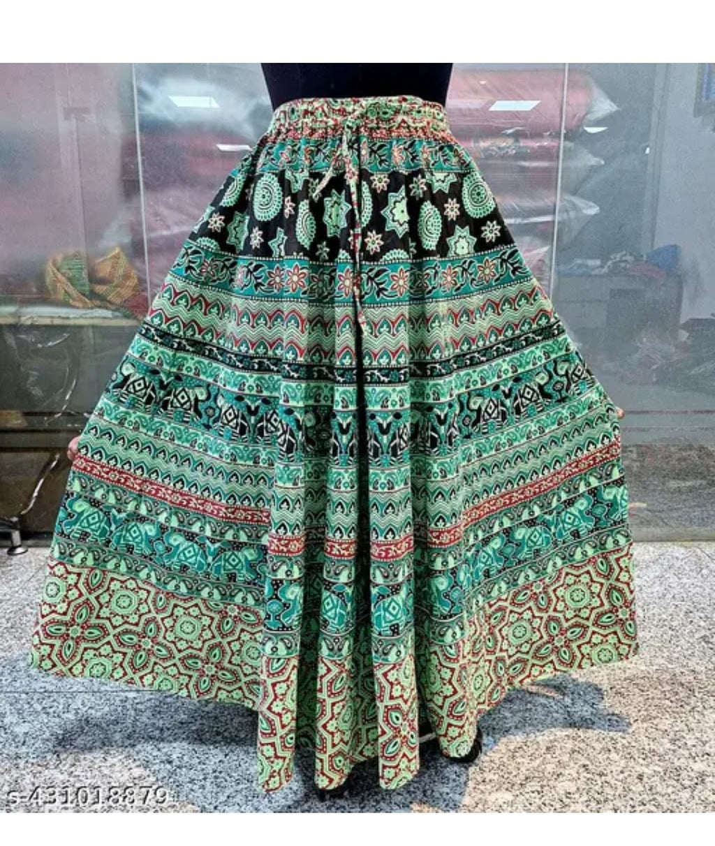 Appywave Jaipuri Women's Cotton Printed Long Skirts