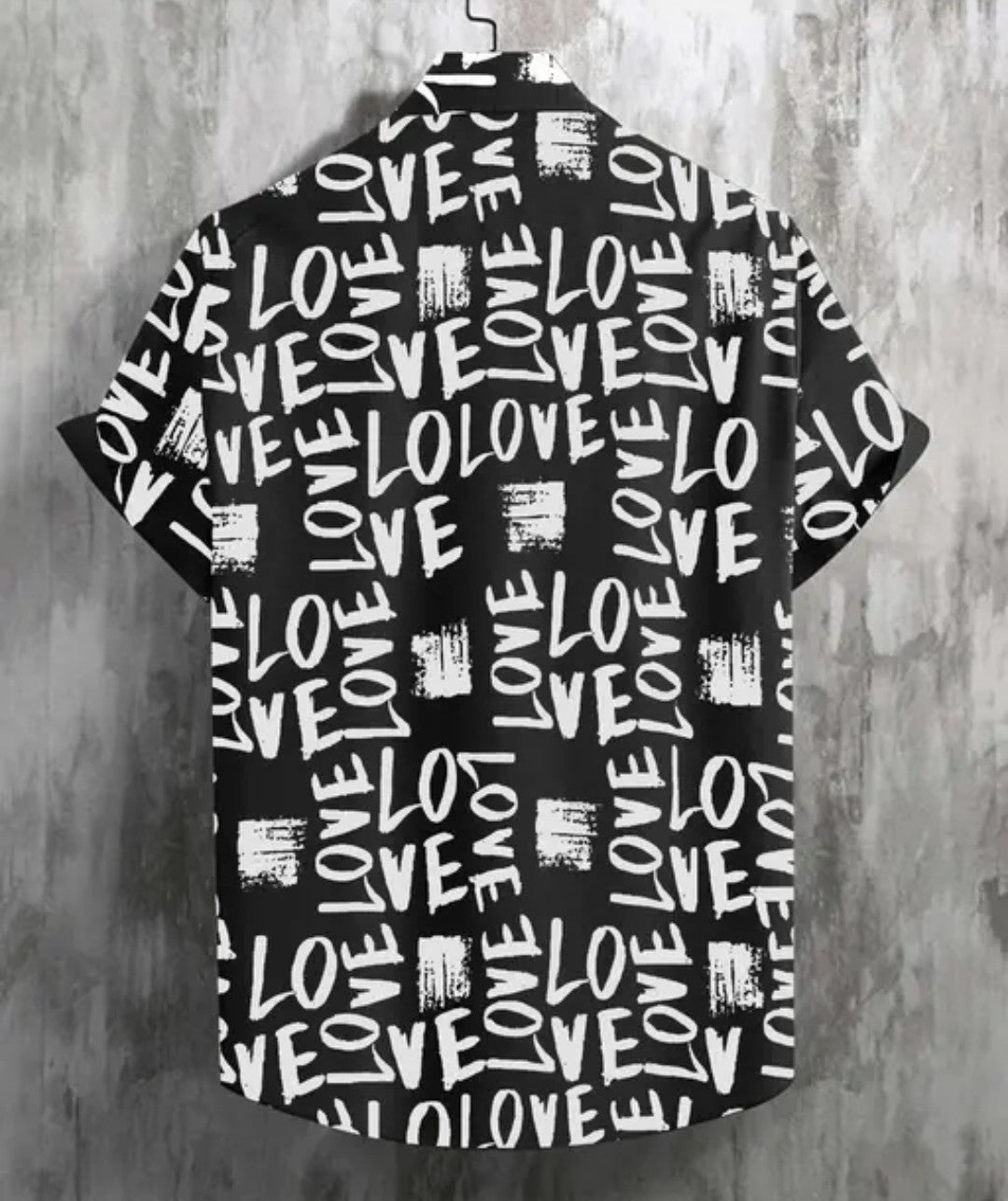 Appywave Colorful Love Print Short Sleeve Button Down Shirt