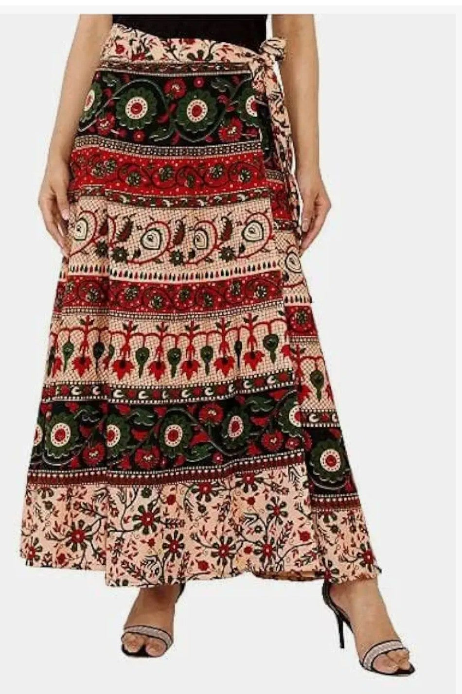 Appywave Jaipuri Women's Cotton Printed Wrap Around Long Skirts