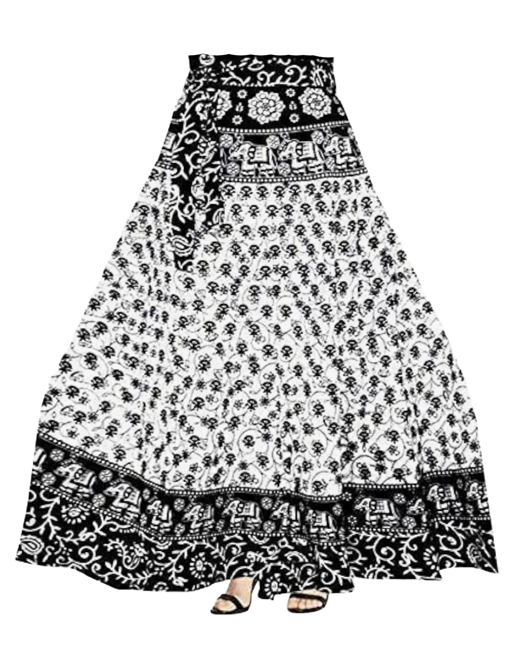 Appywave Jaipuri Women's Cotton Printed Wrap Around Long Skirts