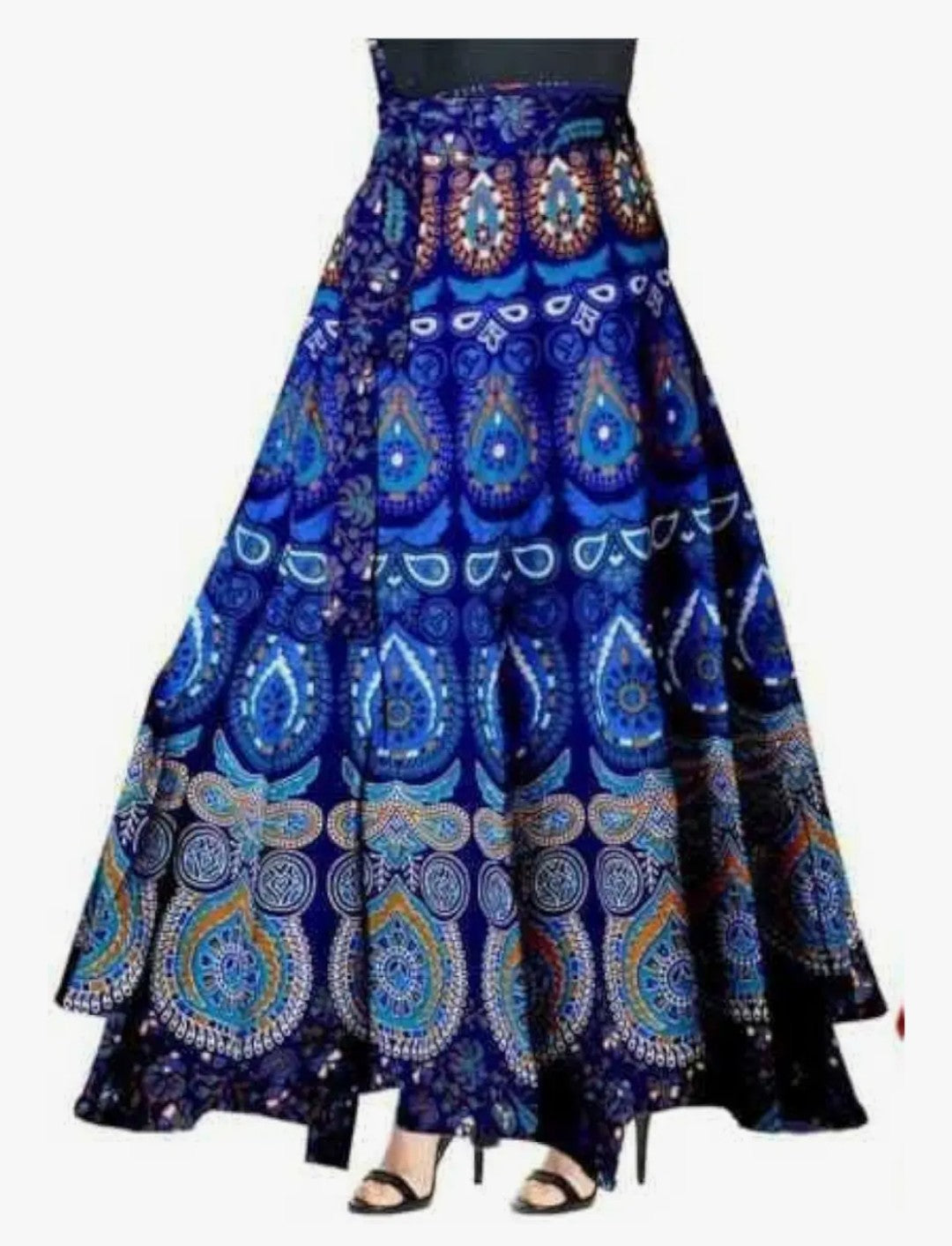 Appywave Jaipuri Women's Cotton Printed Wrap Around Long Skirts