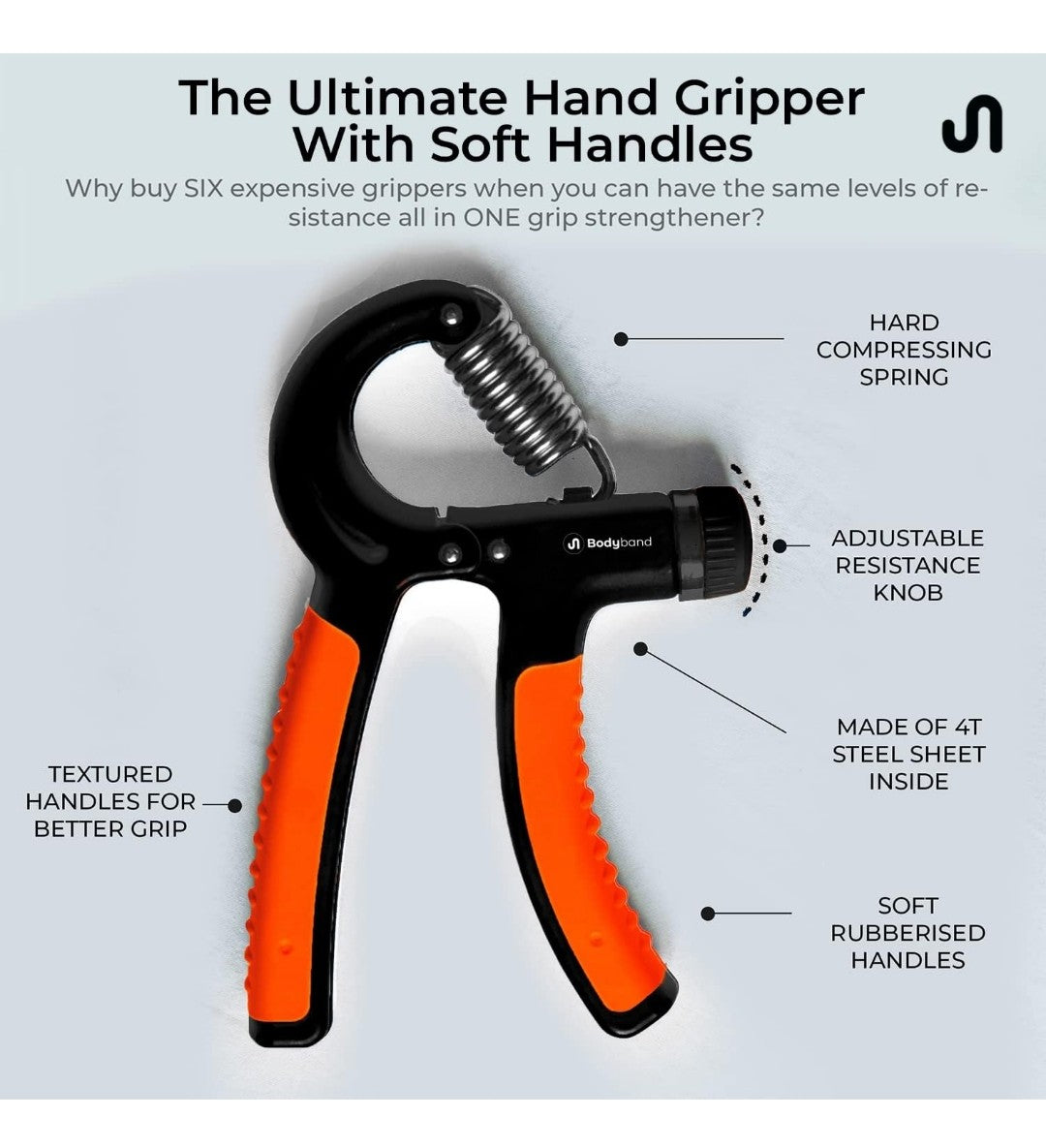 Bodyband Hand Grip Workout Strengthener, Adjustable Hand Gripper for Men & Women for Gym Workout Hand Exercise