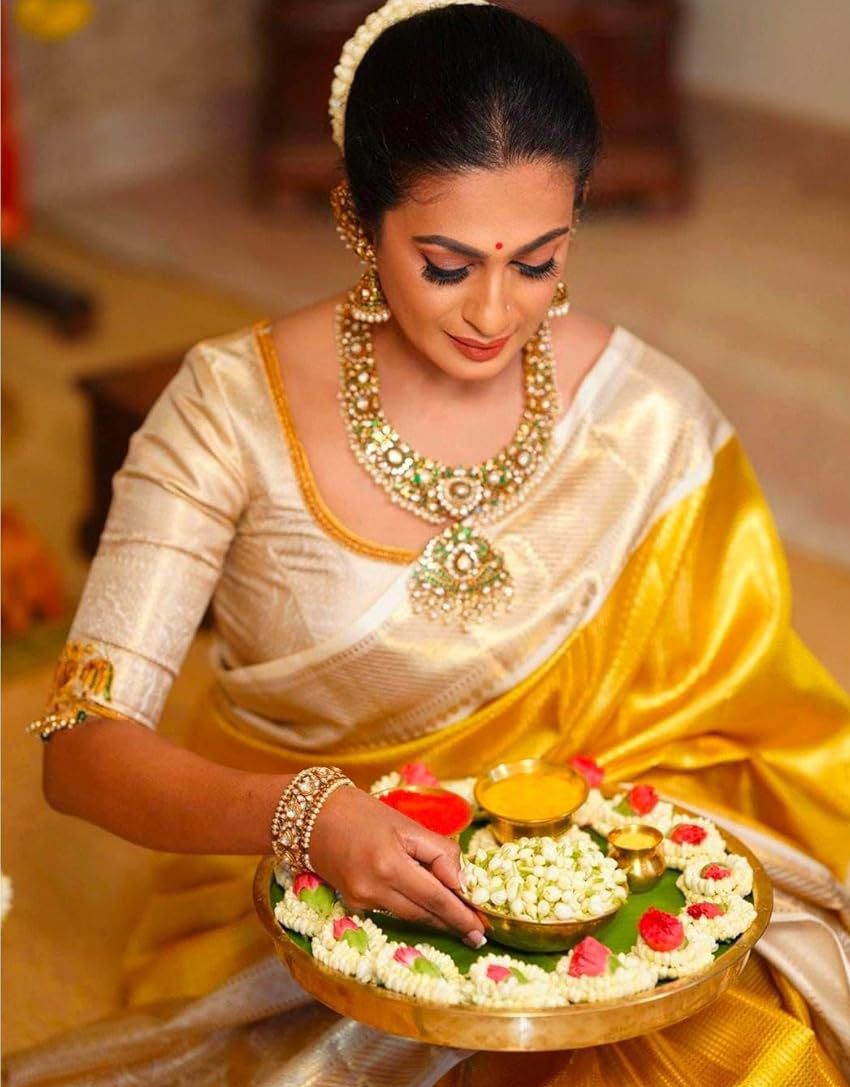 Appywave Embroidered Banarasi Handloom Tussar Silk Saree