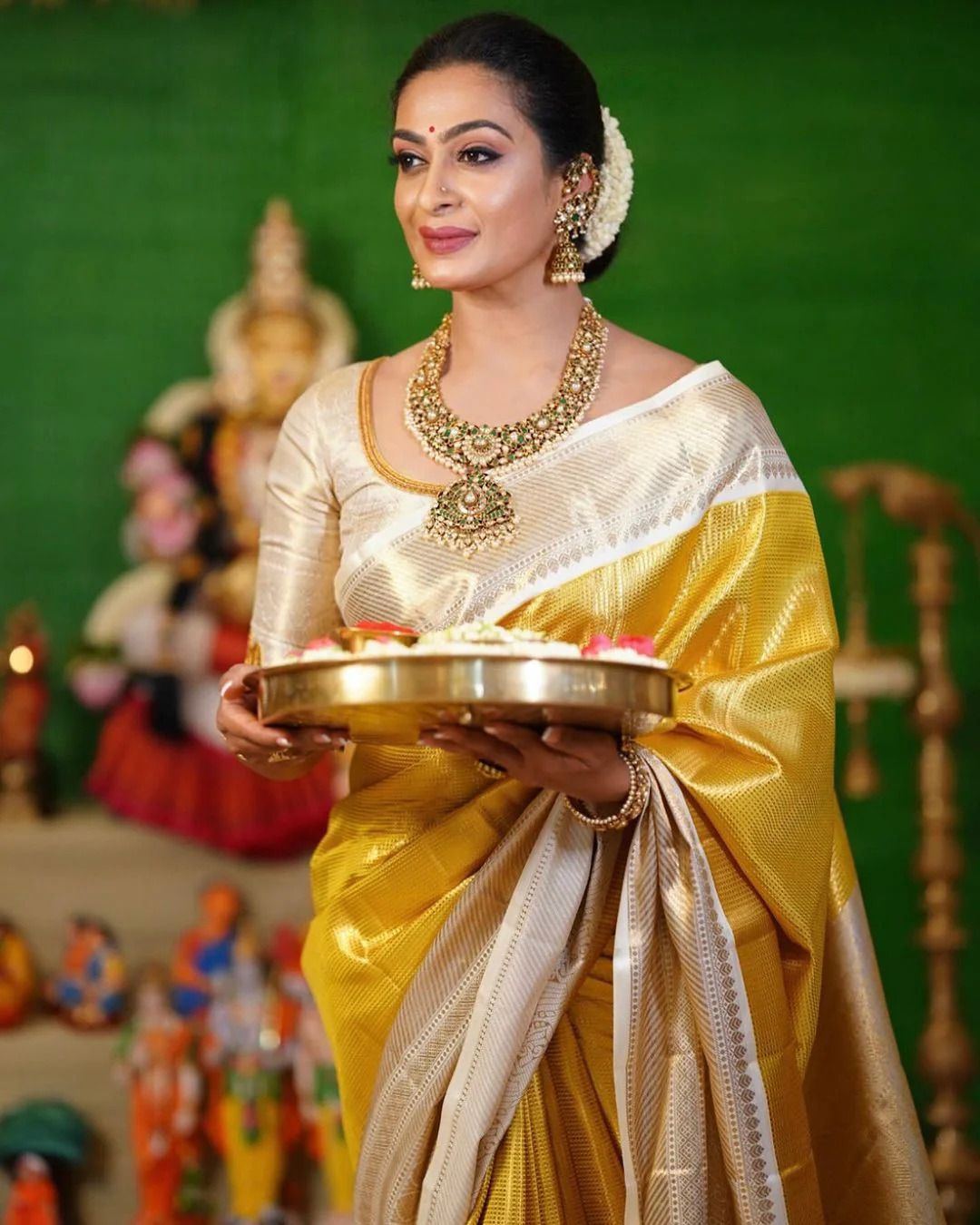 Appywave Embroidered Banarasi Handloom Tussar Silk Saree