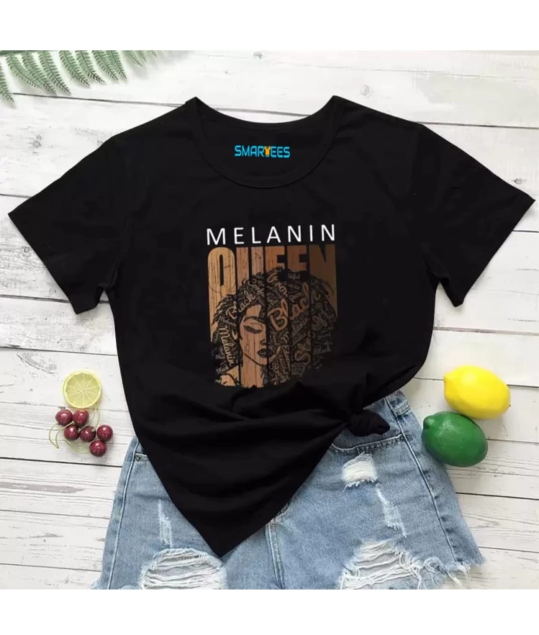 Women Printed, Typography Round Neck Cotton Blend Black T-Shirt