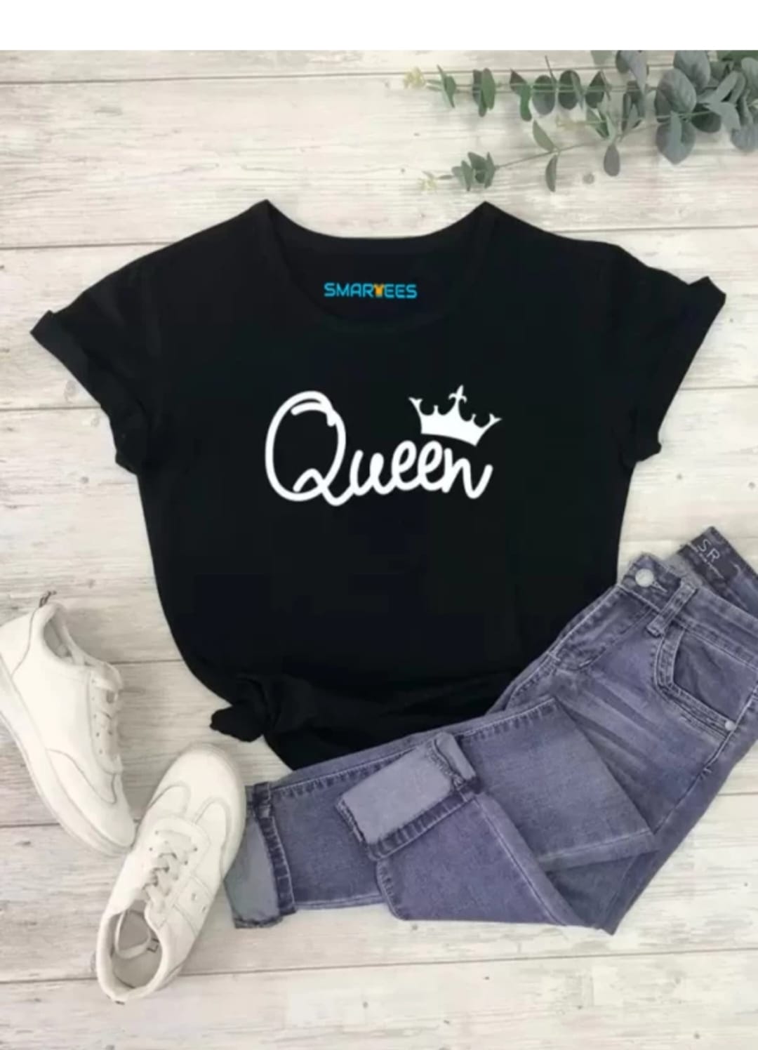 Women Printed, Typography Round Neck Cotton Blend Black T-Shirt