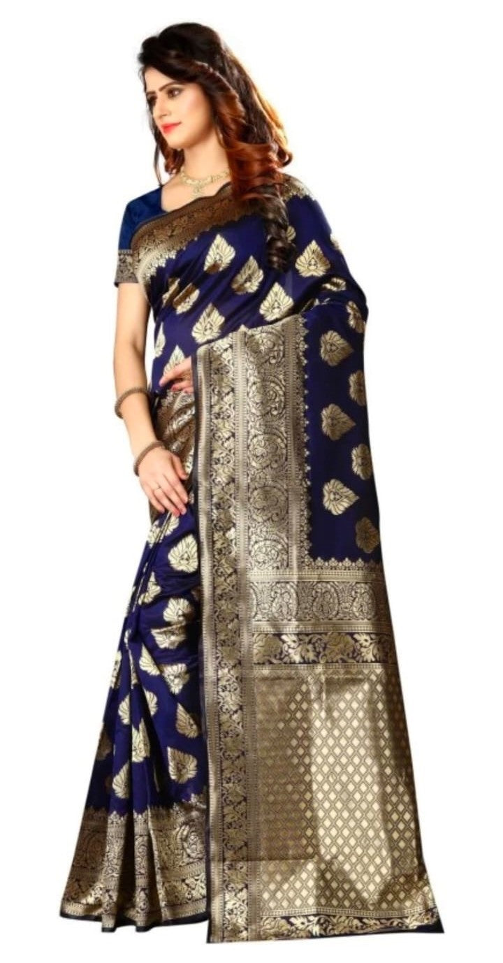 Appywave Embroidered Kanjivaram Silk Blend Saree