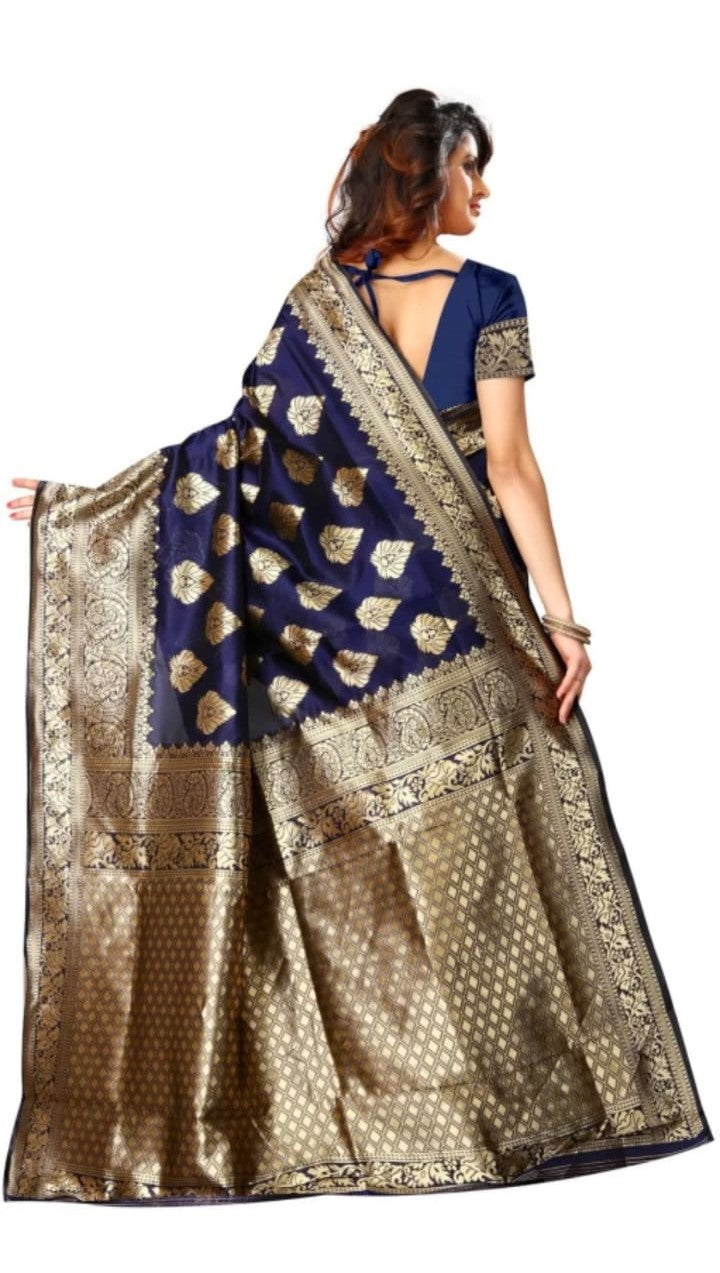 Appywave Embroidered Kanjivaram Silk Blend Saree