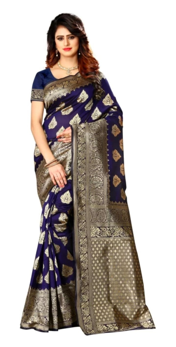 Appywave Embroidered Kanjivaram Silk Blend Saree
