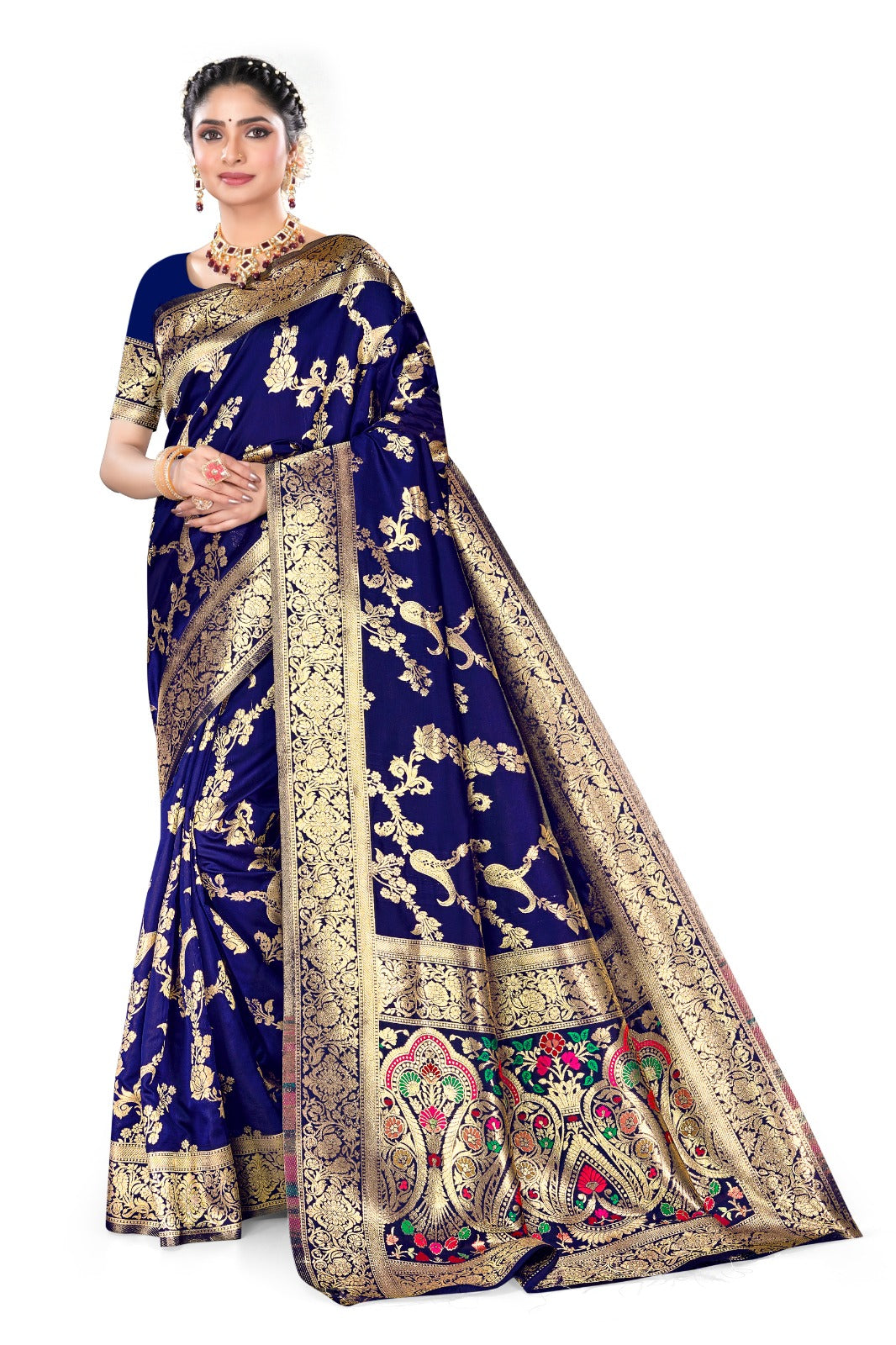 Appywave Embroidered Kanjivaram Art Silk Saree