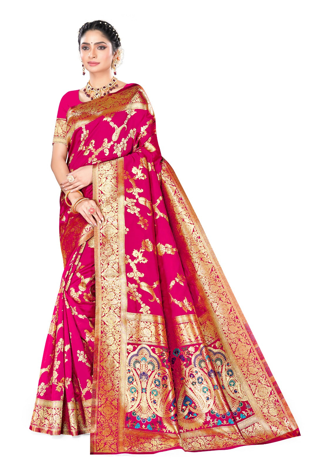 Appywave Embroidered Kanjivaram Art Silk Saree