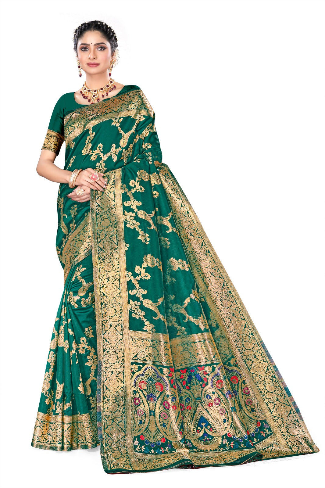 Appywave Embroidered Kanjivaram Art Silk Saree