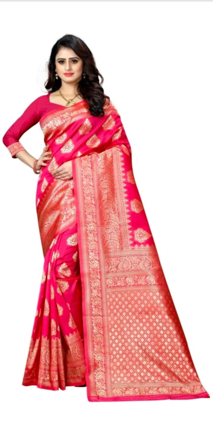 Appywave Embroidered Kanjivaram Silk Blend Saree