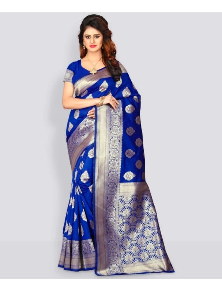 Appywave Embroidered Kanjivaram Silk Blend Saree