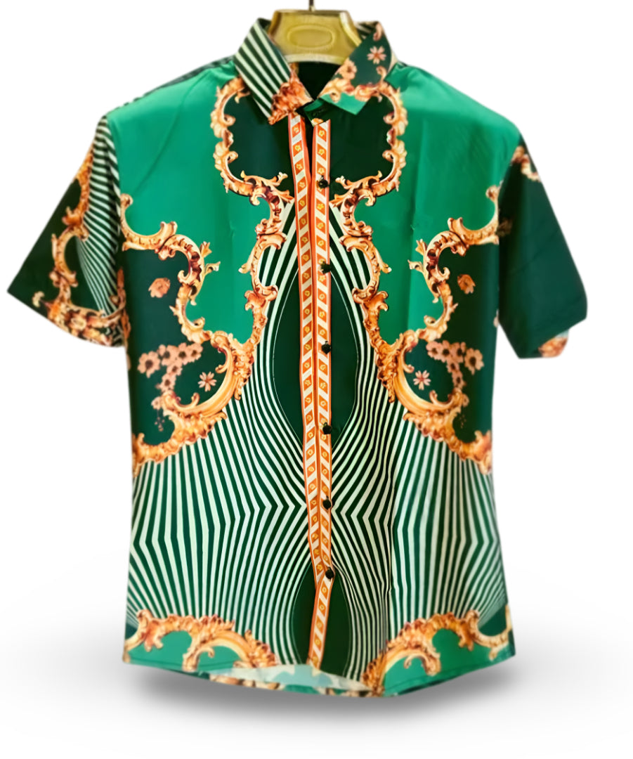 Appywave Men Printed Party Green Shirt